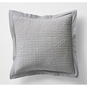 Crate & Barrel Celeste Grey Euro Pillow Shams 26x26 Quilted Cotton Set Of 2